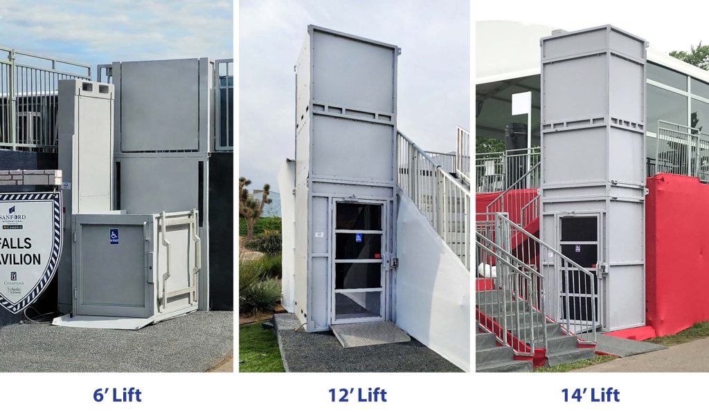 ADA lift rental sizes, 6', 12', 14' wheelchair lifts