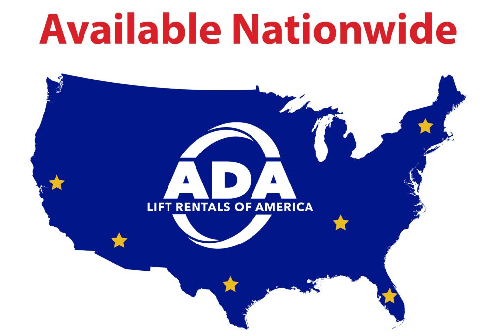 ADA Lift Rentals of America available nationwide. Map of the United States
