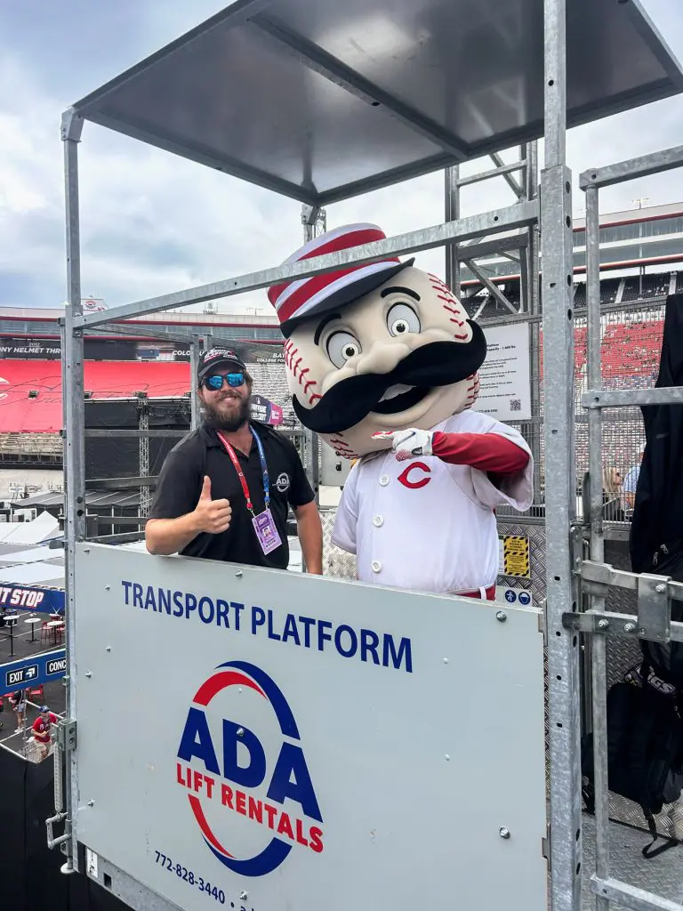 ADA Lift Rentals Transport Platform at the MLB Speedway Classic