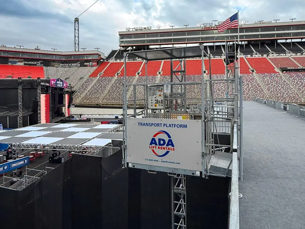 ADA Lift Rentals Transport Platform at the MLB Speedway Classic